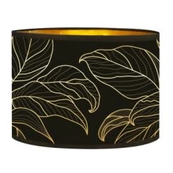 Abat-jours Lampadaires Abat-jour Lampadaire Doré Imprimé Noir Et Or Feuille T 40 X H 25 -Lampadaires || Lustres || Guirlandes et décorations lumineuses Soldes abat jour chevet dore imprime noir et or feuille t 25 x h 18