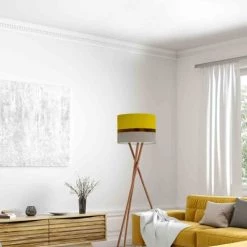 Abat-jours Lampadaires Abat-jour Lampadaire Bicolore Gris Et Jaune T 45 X H 28 -Lampadaires || Lustres || Guirlandes et décorations lumineuses Soldes abat jour lampadaire bicolore gris et jaune t 45 x h 28 1