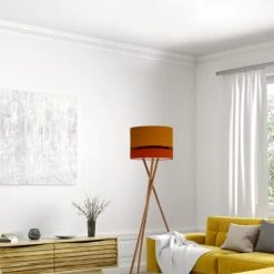 Abat-jours Lampadaires Abat-jour Lampadaire Bicolore Orange T 45 X H 28 -Lampadaires || Lustres || Guirlandes et décorations lumineuses Soldes abat jour lampadaire bicolore orange t 45 x h 28 1