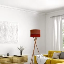 Abat-jours Lampadaires Abat-jour Lampadaire Bicolore Rouge T 45 X H 28 -Lampadaires || Lustres || Guirlandes et décorations lumineuses Soldes abat jour lampadaire bicolore rouge t 45 x h 28 1