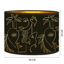 Abat-jours Lampadaires Abat-jour Lampadaire Doré Imprimé Noir Et Or Boho T 40 X H 25 -Lampadaires || Lustres || Guirlandes et décorations lumineuses Soldes abat jour lampadaire dore imprime noir et or boho t 40 x h 25 2