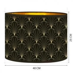Abat-jours Lampadaires Abat-jour Lampadaire Doré Imprimé Noir Et Or Flora T 40 X H 25 -Lampadaires || Lustres || Guirlandes et décorations lumineuses Soldes abat jour lampadaire dore imprime noir et or flora t 40 x h 25 2