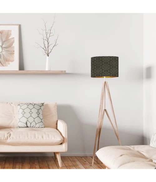 Abat-jours Lampadaires Abat-jour Lampadaire Doré Imprimé Noir Et Or Kiara T 40 X H 25 4 Abat-jours Lampadaires Abat-jour Lampadaire Doré Imprimé Noir Et Or Kiara T 40 X H 25 – Image 2