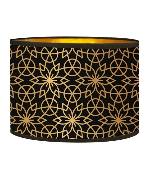 Abat-jours Lampadaires Abat-jour Lampadaire Doré Imprimé Noir Et Or Rosace T 40 X H 25 3 Abat-jours Lampadaires Abat-jour Lampadaire Doré Imprimé Noir Et Or Rosace T 40 X H 25