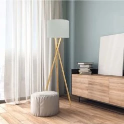 Abat-jours Lampadaires Abat-jour Lampadaire Effet Lin Blanc Cassé T 35 X H 20 -Lampadaires || Lustres || Guirlandes et décorations lumineuses Soldes abat jour lampadaire effet lin blanc casse t 35 x h 20 1