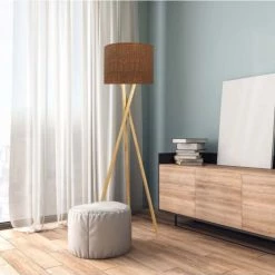 Abat-jours Lampadaires Abat-jour Lampadaire Effet Lin Camel T 35 X H 20 -Lampadaires || Lustres || Guirlandes et décorations lumineuses Soldes abat jour lampadaire effet lin camel t 35 x h 20 1