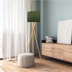 Abat-jours Lampadaires Abat-jour Lampadaire Effet Lin Vert T 35 X H 20 -Lampadaires || Lustres || Guirlandes et décorations lumineuses Soldes abat jour lampadaire effet lin vert t 35 x h 20 4