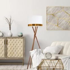 Abat-jours Lampadaires Abat-jour Lampadaire Jonc Blanc Et Cuivre T 45 X H 25 -Lampadaires || Lustres || Guirlandes et décorations lumineuses Soldes abat jour lampadaire jonc blanc et cuivre t 45 x h 25 1