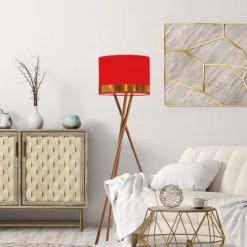 Abat-jours Lampadaires Abat-jour Lampadaire Jonc Rouge Et Cuivre T 45 X H 25 -Lampadaires || Lustres || Guirlandes et décorations lumineuses Soldes abat jour lampadaire jonc rouge et cuivre t 45 x h 25 1