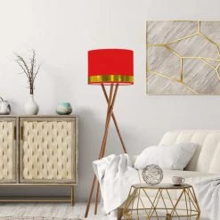 Abat-jours Lampadaires Abat-jour Lampadaire Jonc Rouge Et Or T 45 X H 25 -Lampadaires || Lustres || Guirlandes et décorations lumineuses Soldes abat jour lampadaire jonc rouge et or t 45 x h 25 1