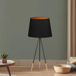 Abat-jours Lampadaires Abat-jour Pour Lampadaire Conique Noir Et Cuivre T 35 X H 25 -Lampadaires || Lustres || Guirlandes et décorations lumineuses Soldes abat jour pour lampadaire conique noir et cuivre t 35 x h 25 1