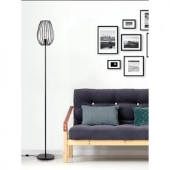 ATHM DESIGN Lampadaires Lampadaire Abat Jour Et Pied Métal Noir -Lampadaires || Lustres || Guirlandes et décorations lumineuses Soldes lampadaire abat jour et pied metal noir 7