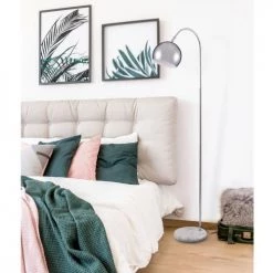 ATHM DESIGN Lampadaires Lampadaire Abat Jour Métal Argent Pied Métal Effet Marbre -Lampadaires || Lustres || Guirlandes et décorations lumineuses Soldes lampadaire abat jour metal argent pied metal effet marbre 2