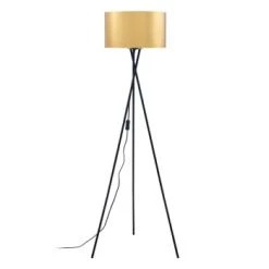 ATHM DESIGN Lampadaires Lampadaire Abat Jour PVC Cuivre Pieds Métal -Lampadaires || Lustres || Guirlandes et décorations lumineuses Soldes lampadaire abat jour pvc dore pieds metal