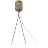 ATHM DESIGN Lampadaires Lampadaire Abat Jour Rotin Beige Et Pieds Métal Noir -Lampadaires || Lustres || Guirlandes et décorations lumineuses Soldes lampadaire abat jour rotin beige et pieds metal noir