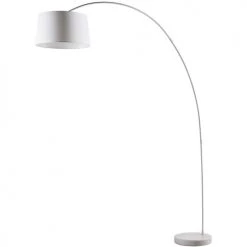 ATHM DESIGN Lampadaires Lampadaire Abat Jour Tissu Blanc Et Pied Métal