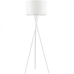 ATHM DESIGN Lampadaires Lampadaire Abat Jour Tissu Blanc Et Pied Métal