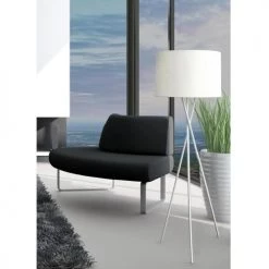 ATHM DESIGN Lampadaires Lampadaire Abat Jour Tissu Blanc Et Pied Métal -Lampadaires || Lustres || Guirlandes et décorations lumineuses Soldes lampadaire abat jour tissu blanc et pied metal 20