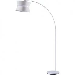 ATHM DESIGN Lampadaires Lampadaire Abat Jour Tissu Blanc Pied Métal
