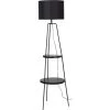 ATHM DESIGN Lampadaires Lampadaire Abat Jour Tissu Noir Et Pieds Métal Noir