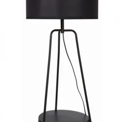 ATHM DESIGN Lampadaires Lampadaire Abat Jour Tissu Noir Et Pieds Métal Noir -Lampadaires || Lustres || Guirlandes et décorations lumineuses Soldes lampadaire abat jour tissu noir et pieds metal noir 3