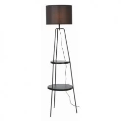 ATHM DESIGN Lampadaires Lampadaire Abat Jour Tissu Noir Et Pieds Métal Noir -Lampadaires || Lustres || Guirlandes et décorations lumineuses Soldes lampadaire abat jour tissu noir et pieds metal noir 4