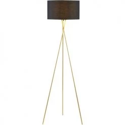 ATHM DESIGN Lampadaires Lampadaire Abat Jour Tissu Noir Pieds Métal -Lampadaires || Lustres || Guirlandes et décorations lumineuses Soldes lampadaire abat jour tissu noir pieds metal 4