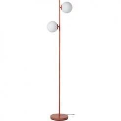 ATHM DESIGN Lampadaires Lampadaire Abat Jour Verre Pied Metal Brossé Marron