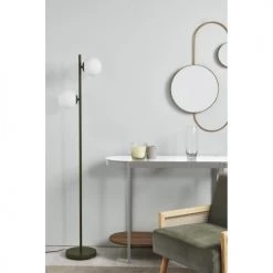 ATHM DESIGN Lampadaires Lampadaire Abat Jour Verre Pied Metal Brossé Vert Kaki -Lampadaires || Lustres || Guirlandes et décorations lumineuses Soldes lampadaire abat jour verre pied metal brosse vert kaki 5