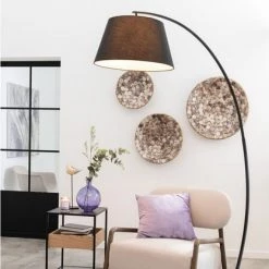 Meubles & Design Lampadaires Lampadaire Arrondi En Métal Noir -Lampadaires || Lustres || Guirlandes et décorations lumineuses Soldes lampadaire arrondi en metal noir 1