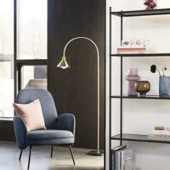 Hubsch Lampadaires Lampadaire Avec Base En Marbre En Noir Et Laiton -Lampadaires || Lustres || Guirlandes et décorations lumineuses Soldes lampadaire avec base en marbre en noir et laiton 2