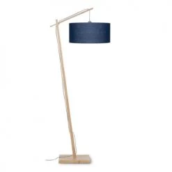 Good & Mojo Lampadaires Lampadaire Bambou Et Lin Naturel Bleu H176cm