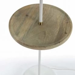 Thai Natura Lampadaires Lampadaire Blanc Avec Tablette En Bois -Lampadaires || Lustres || Guirlandes et décorations lumineuses Soldes lampadaire blanc avec tablette en bois 1