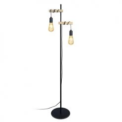 Tosel Lampadaires Lampadaire Bois Naturel Et Noir -Lampadaires || Lustres || Guirlandes et décorations lumineuses Soldes lampadaire bois naturel et noir 1