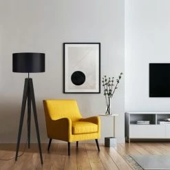 Tosel Lampadaires Lampadaire Bois Noir -Lampadaires || Lustres || Guirlandes et décorations lumineuses Soldes lampadaire bois noir 6