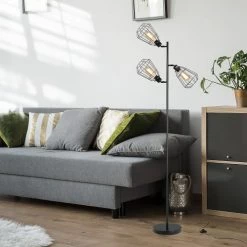 Homcom Lampadaires Lampadaire Design Industriel 3 Ampoules H165 Cm Noir -Lampadaires || Lustres || Guirlandes et décorations lumineuses Soldes lampadaire design industriel 3 ampoules h165 cm noir 3