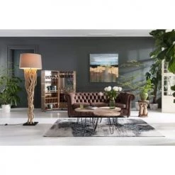 Kare Design Lampadaires Lampadaire En Acacia Massif Et Abat-jour En Coton H158 -Lampadaires || Lustres || Guirlandes et décorations lumineuses Soldes lampadaire en acacia massif et abat jour en coton h158 4