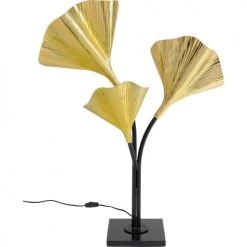 Kare Design Lampadaires Lampadaire En Acier 3 Abat-jours Feuilles Ginkgo Dorées H83