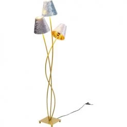 Kare Design Lampadaires Lampadaire En Acier Doré 3 Abat-jours En Velours H130 -Lampadaires || Lustres || Guirlandes et décorations lumineuses Soldes lampadaire en acier dore 3 abat jours en velours h130 4