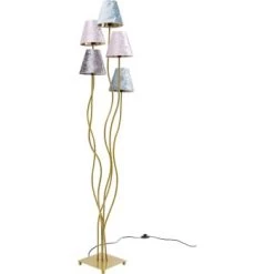 Kare Design Lampadaires Lampadaire En Acier Noir 5 Abat-jours En Velours H163 -Lampadaires || Lustres || Guirlandes et décorations lumineuses Soldes lampadaire en acier dore 5 abat jours en velours h163 7