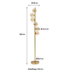 Kare Design Lampadaires Lampadaire En Acier Doré Et Verre H160 -Lampadaires || Lustres || Guirlandes et décorations lumineuses Soldes lampadaire en acier dore et verre h160 9