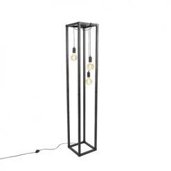 QAZQA Lampadaires Lampadaire En Acier Noir -Lampadaires || Lustres || Guirlandes et décorations lumineuses Soldes lampadaire en acier noir 27