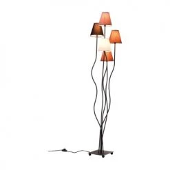 Kare Design Lampadaires Lampadaire En Acier Noir 5 Abat-jours En Coton Marron H163 -Lampadaires || Lustres || Guirlandes et décorations lumineuses Soldes lampadaire en acier noir 5 abat jours en coton marron h163 2