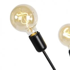 QAZQA Lampadaires Lampadaire En Acier Noir -Lampadaires || Lustres || Guirlandes et décorations lumineuses Soldes lampadaire en acier noir 8