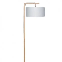 Good & Mojo Lampadaires Lampadaire En Bambou Abat-jour En Lin Gris Clair, H. 174cm