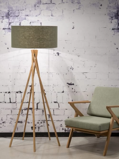 Good & Mojo Lampadaires Lampadaire En Bambou Abat-jour En Lin Vert Forêt, H. 160cm 4 Good & Mojo Lampadaires Lampadaire En Bambou Abat-jour En Lin Vert Forêt, H. 160cm – Image 2