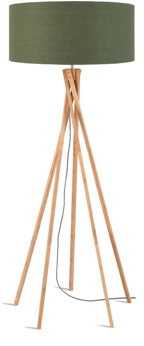 Good & Mojo Lampadaires Lampadaire En Bambou Abat-jour En Lin Vert Forêt, H. 160cm 3 Good & Mojo Lampadaires Lampadaire En Bambou Abat-jour En Lin Vert Forêt, H. 160cm