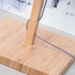 Good & Mojo Lampadaires Lampadaire En Bambou Abat-jour En Lin Vert Forêt, H. 167cm