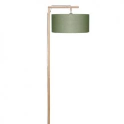 Good & Mojo Lampadaires Lampadaire En Bambou Abat-jour En Lin Vert Forêt, H. 174cm