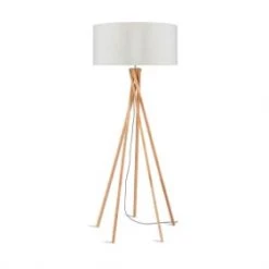 Good & Mojo Lampadaires Lampadaire En Bambou Et Lin Gris H160cm